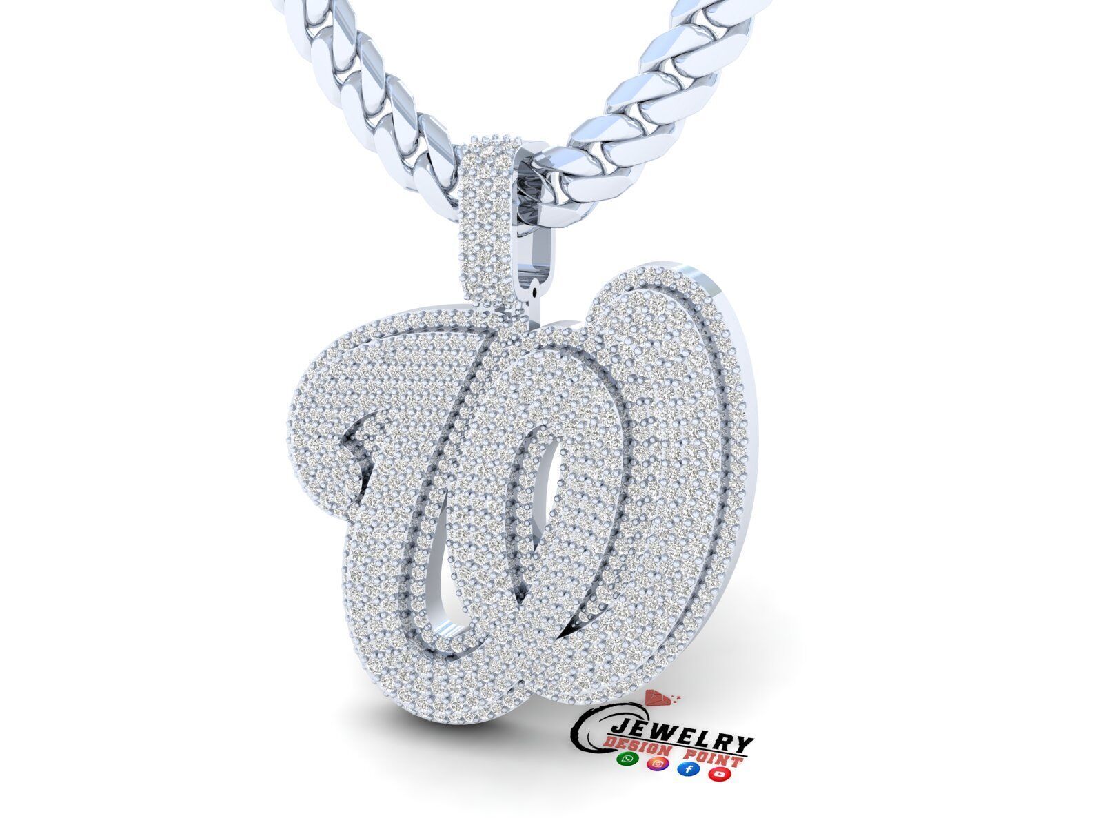 Custom Washington Nationals Diamond Pendant - Base Ball Team 3D print model_2