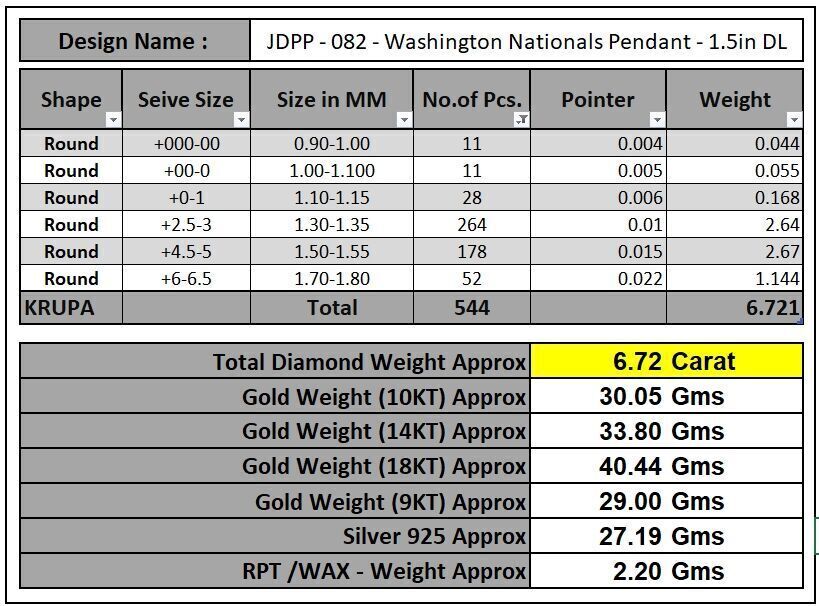 Custom Washington Nationals Diamond Pendant - Base Ball Team 3D print model_17