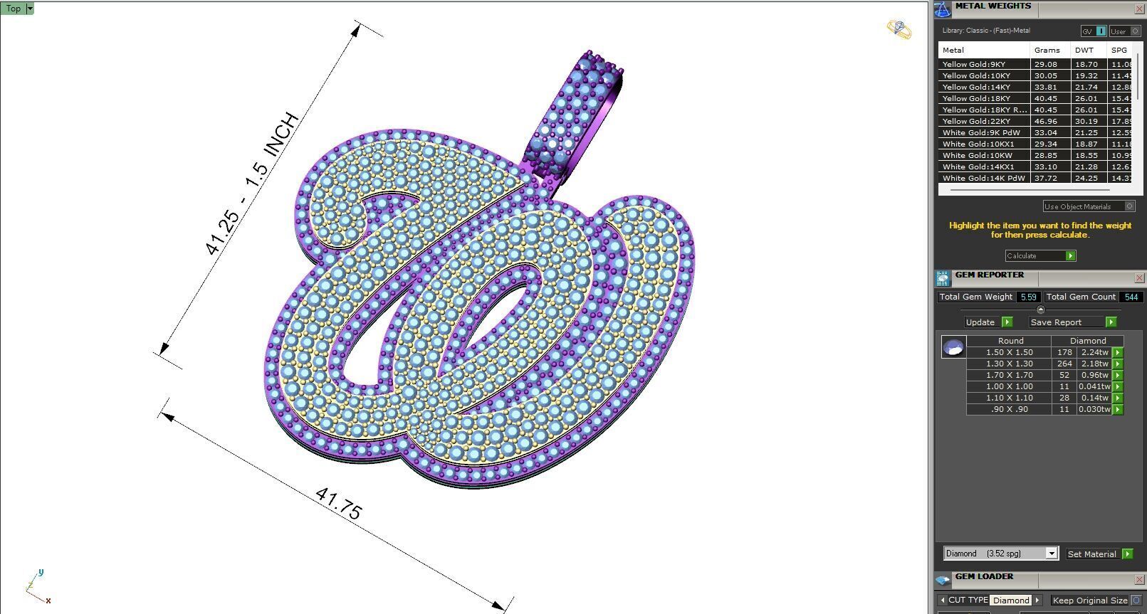 Custom Washington Nationals Diamond Pendant - Base Ball Team 3D print model_6