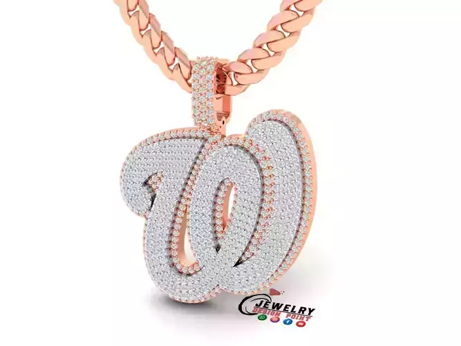 Custom Washington Nationals Diamond Pendant - Base Ball Team 