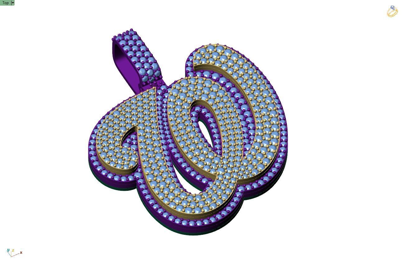 Custom Washington Nationals Diamond Pendant - Base Ball Team 3D print model_7