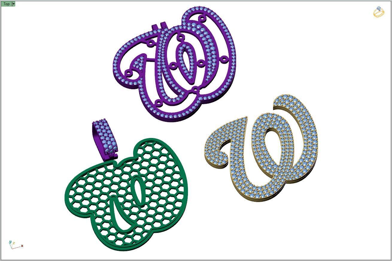 Custom Washington Nationals Diamond Pendant - Base Ball Team 3D print model_11