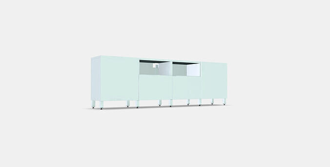 BESTA TV bench with doors and drawers 3 Low-poly 3D model