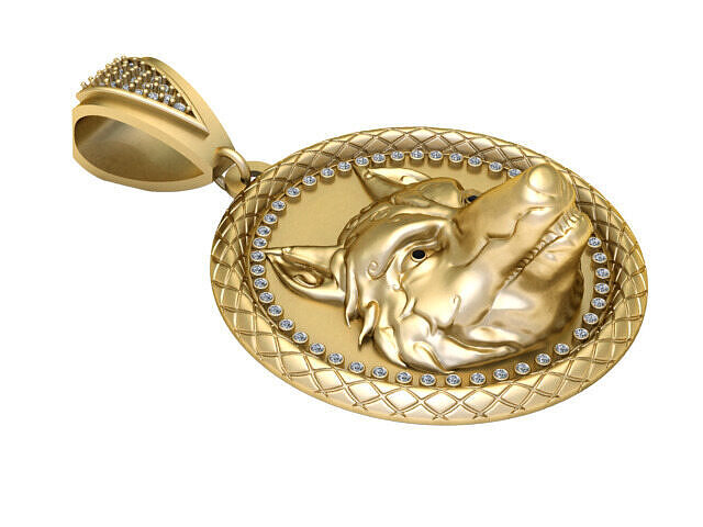 WOLF HEAD COIN PENDANT 3D PRINTABLE MODEL  3D print model