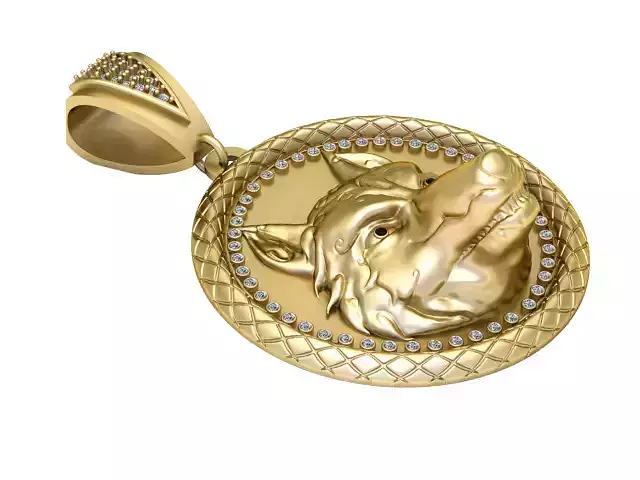 WOLF HEAD COIN PENDANT 3D PRINTABLE MODEL  3D print model