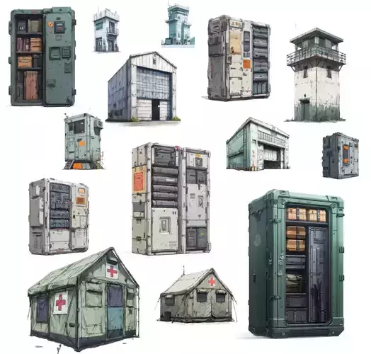 BIG Military Pack - 39 Buildings and Structures  3D Models