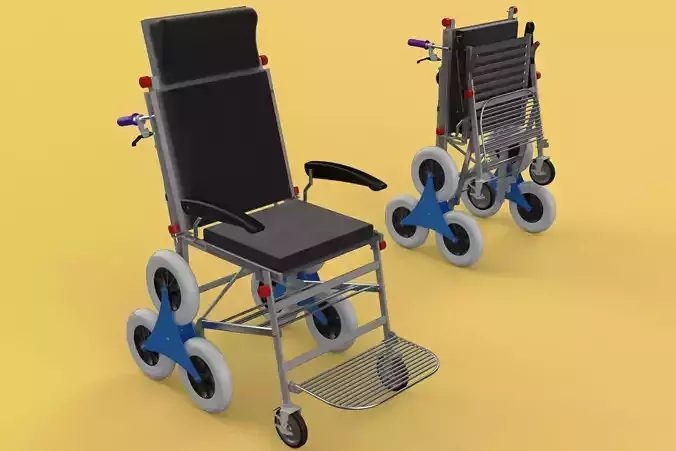 TRANSFER STAIR CLIMBING WHEELCHAIR FOLDING CART TROLLEY CHAIR 3D model