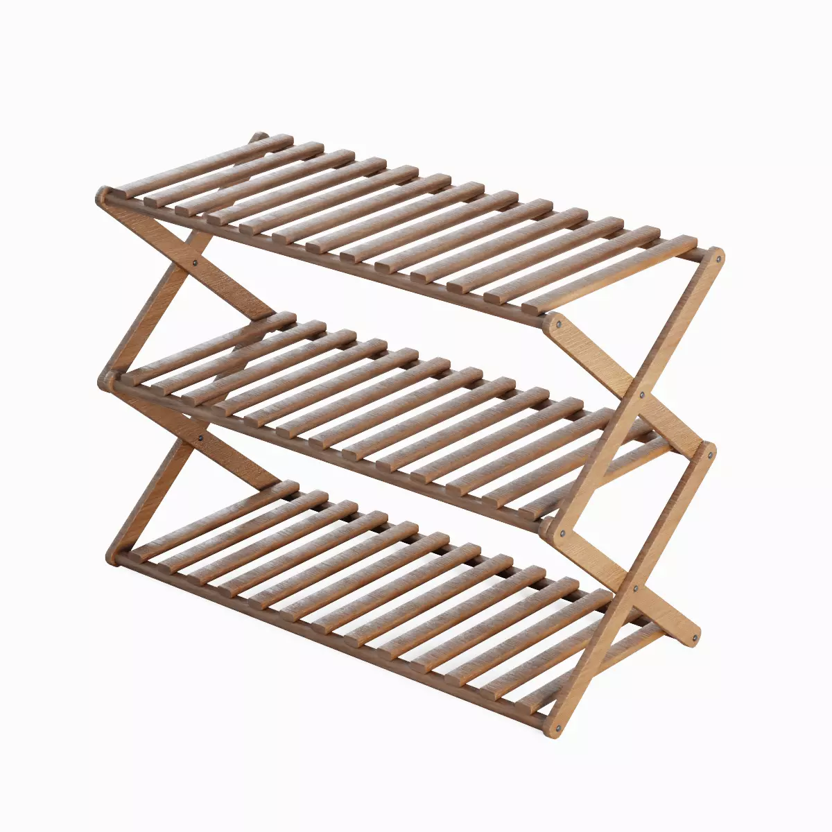 Modern Wooden Shoe Rack 01  Low-poly 3D model_0