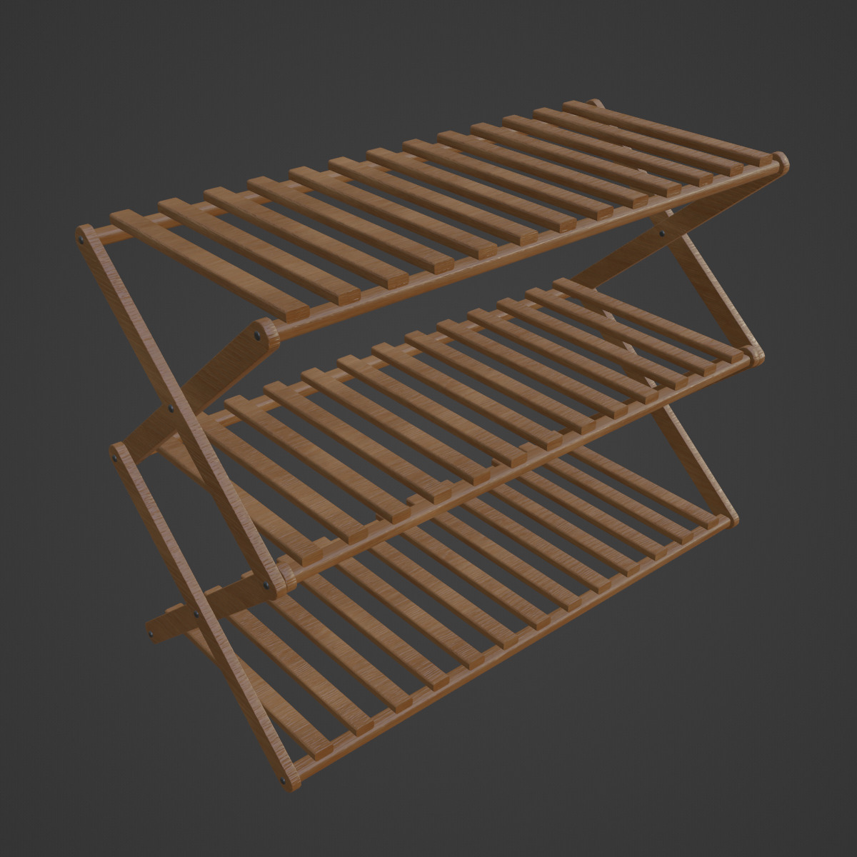 Modern Wooden Shoe Rack 01  Low-poly 3D model_6