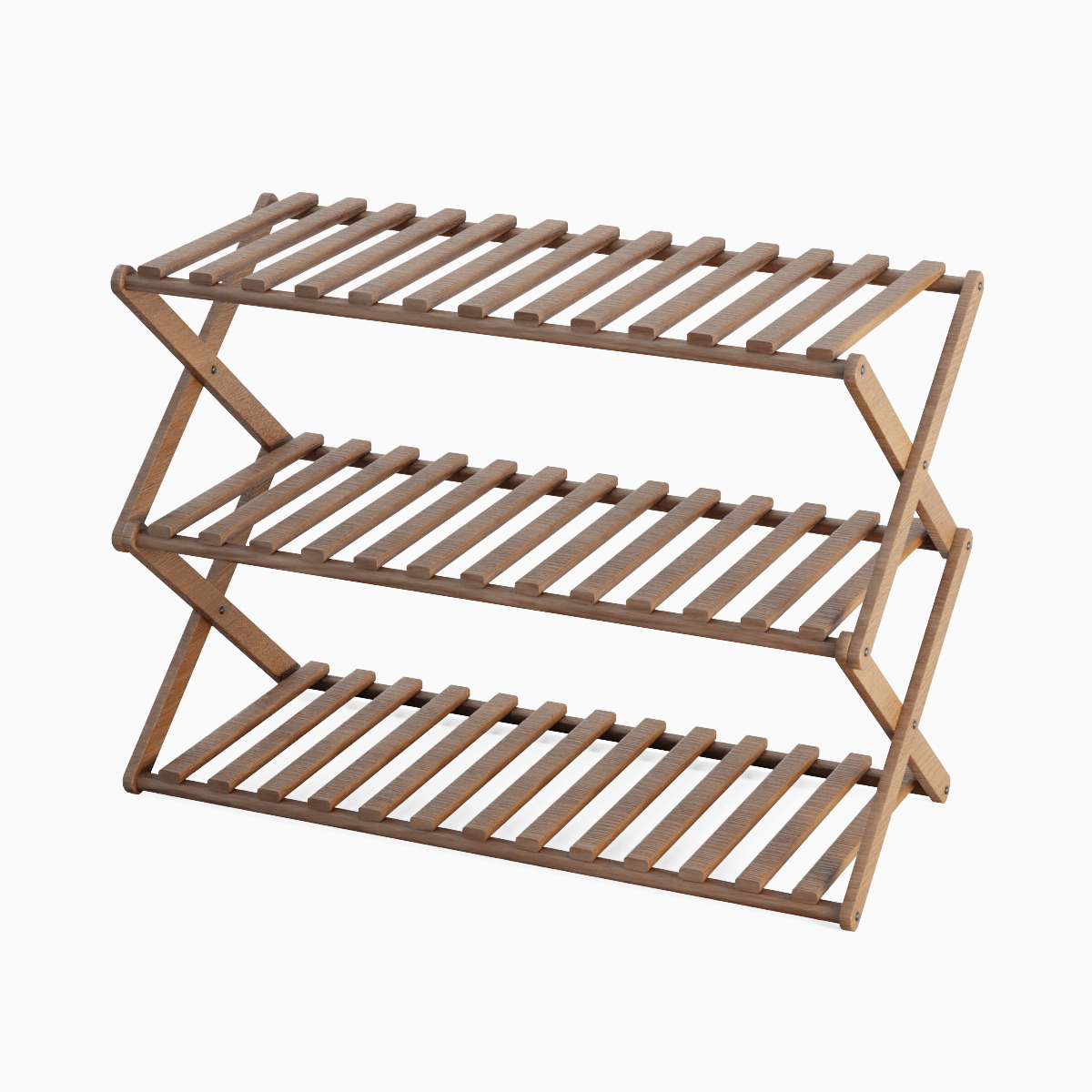 Modern Wooden Shoe Rack 01  Low-poly 3D model_4