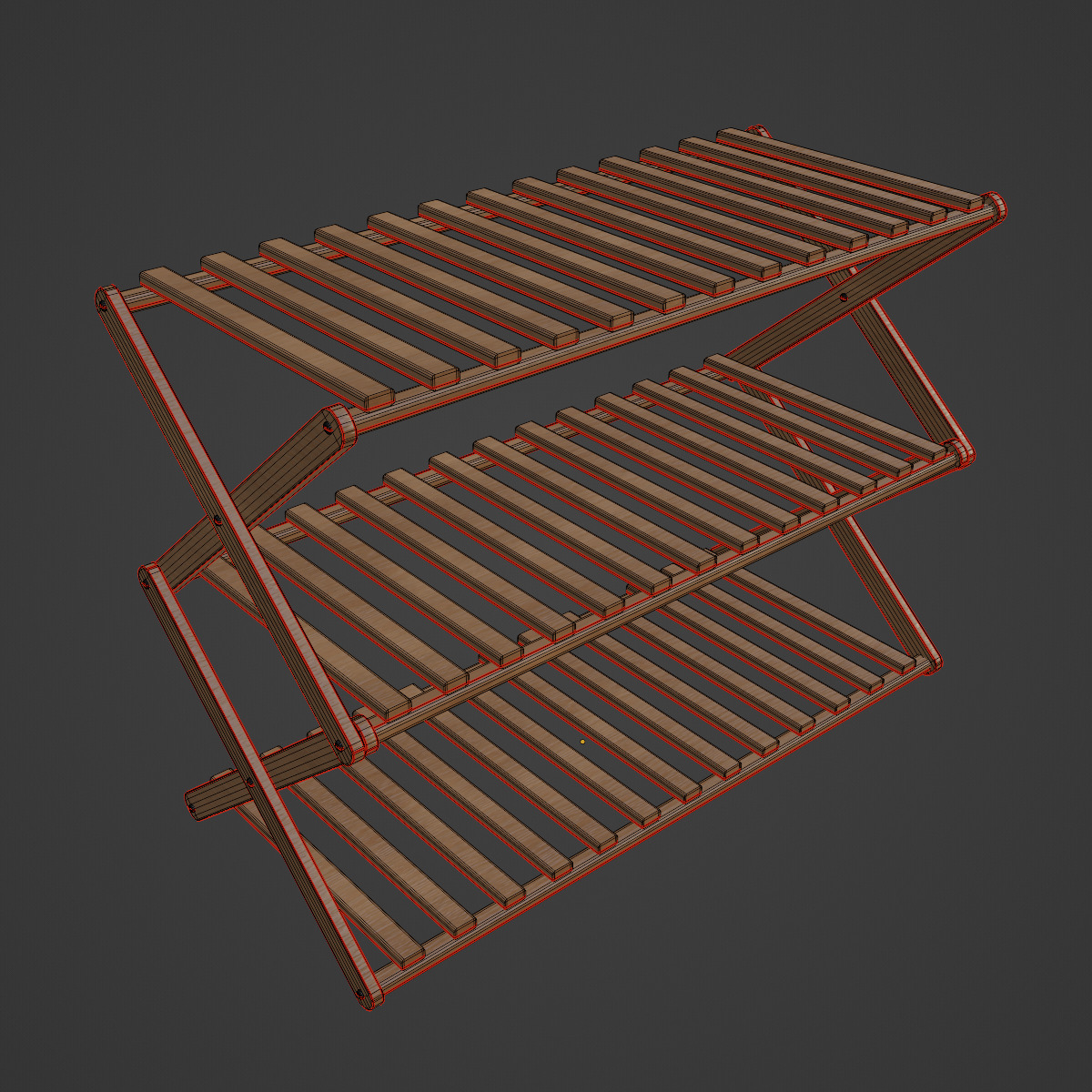 Modern Wooden Shoe Rack 01  Low-poly 3D model_7