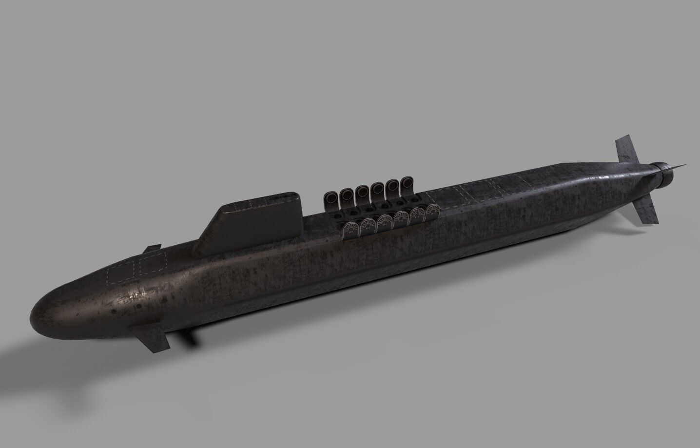 Dreadnought class submarine lowpoly Low-poly 3D model_8