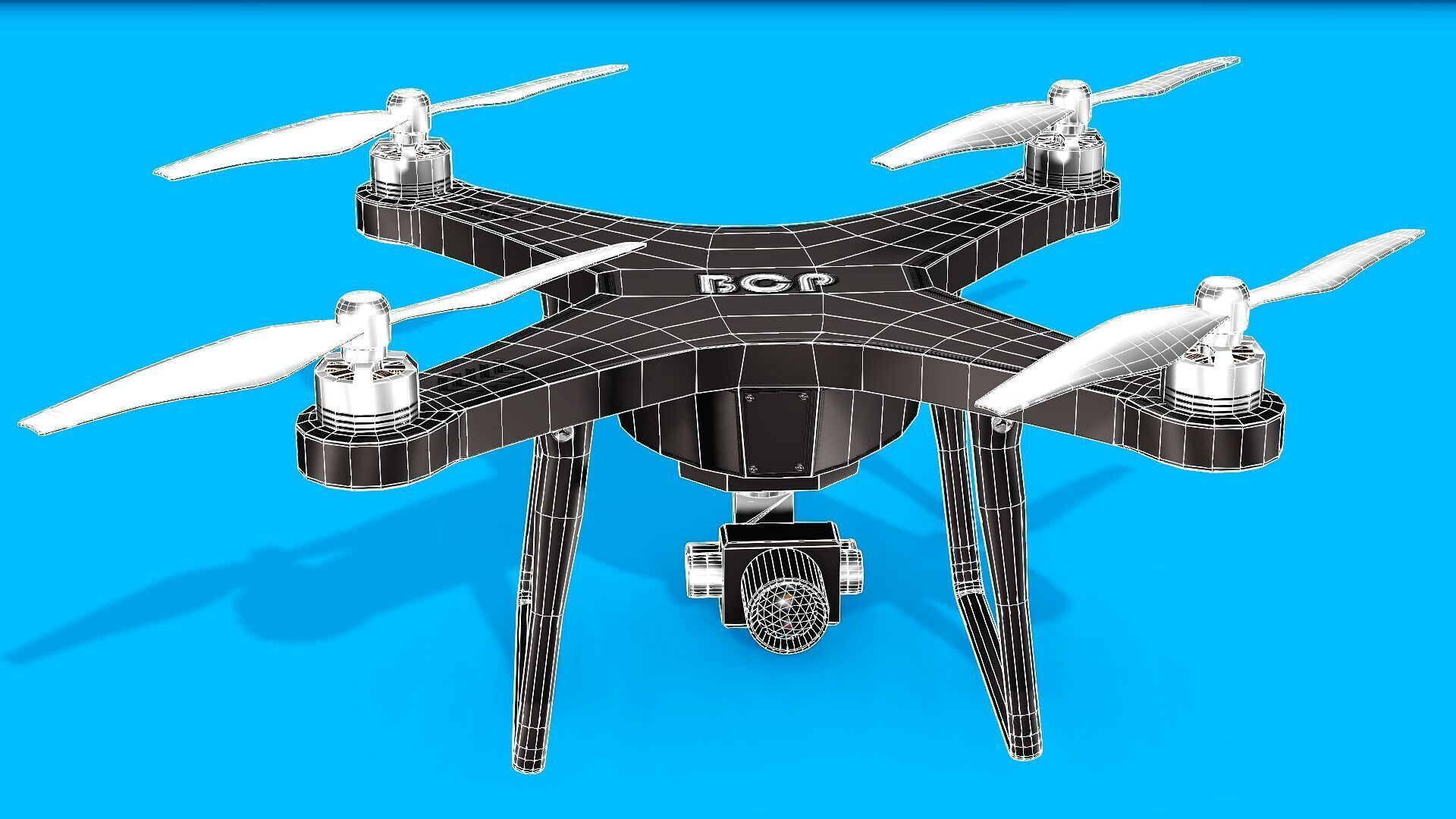 DRONE WITH CAMERA Low-poly 3D model_9