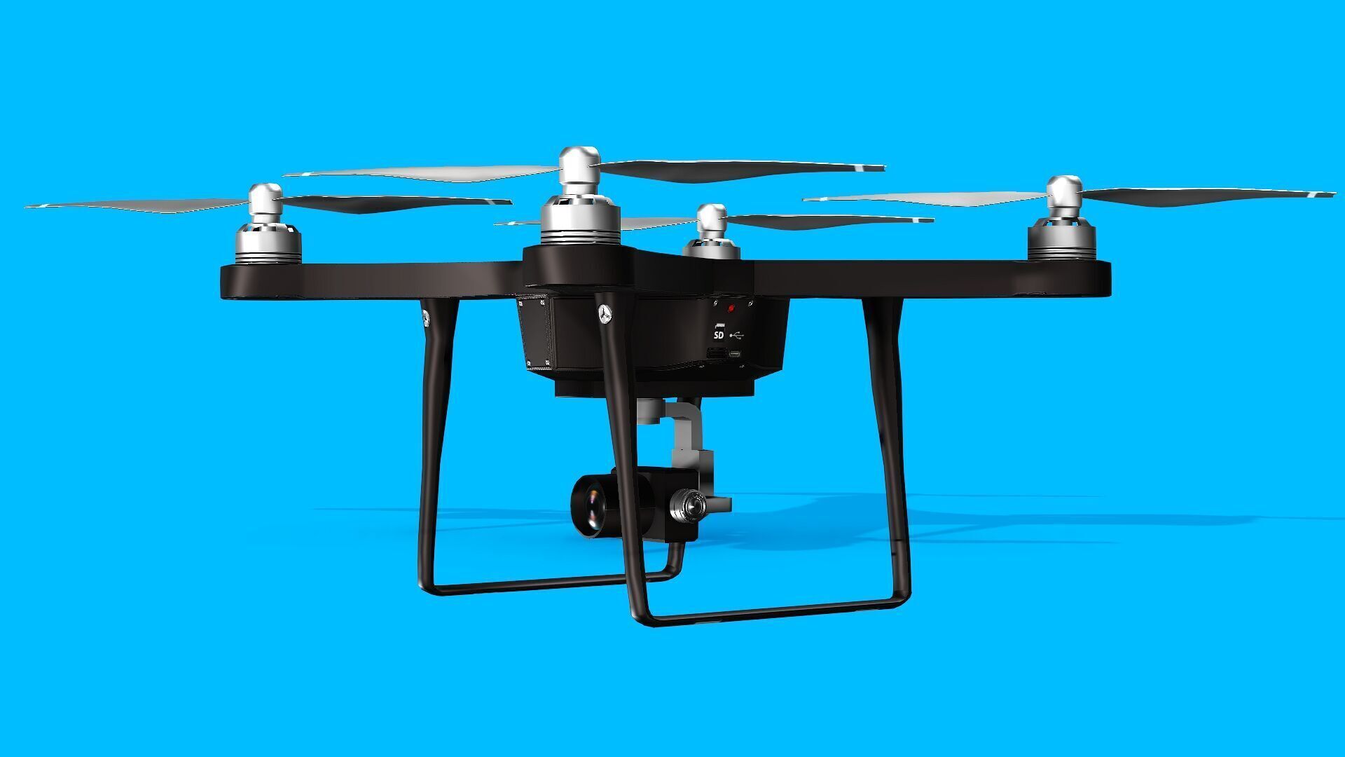 DRONE WITH CAMERA Low-poly 3D model_2