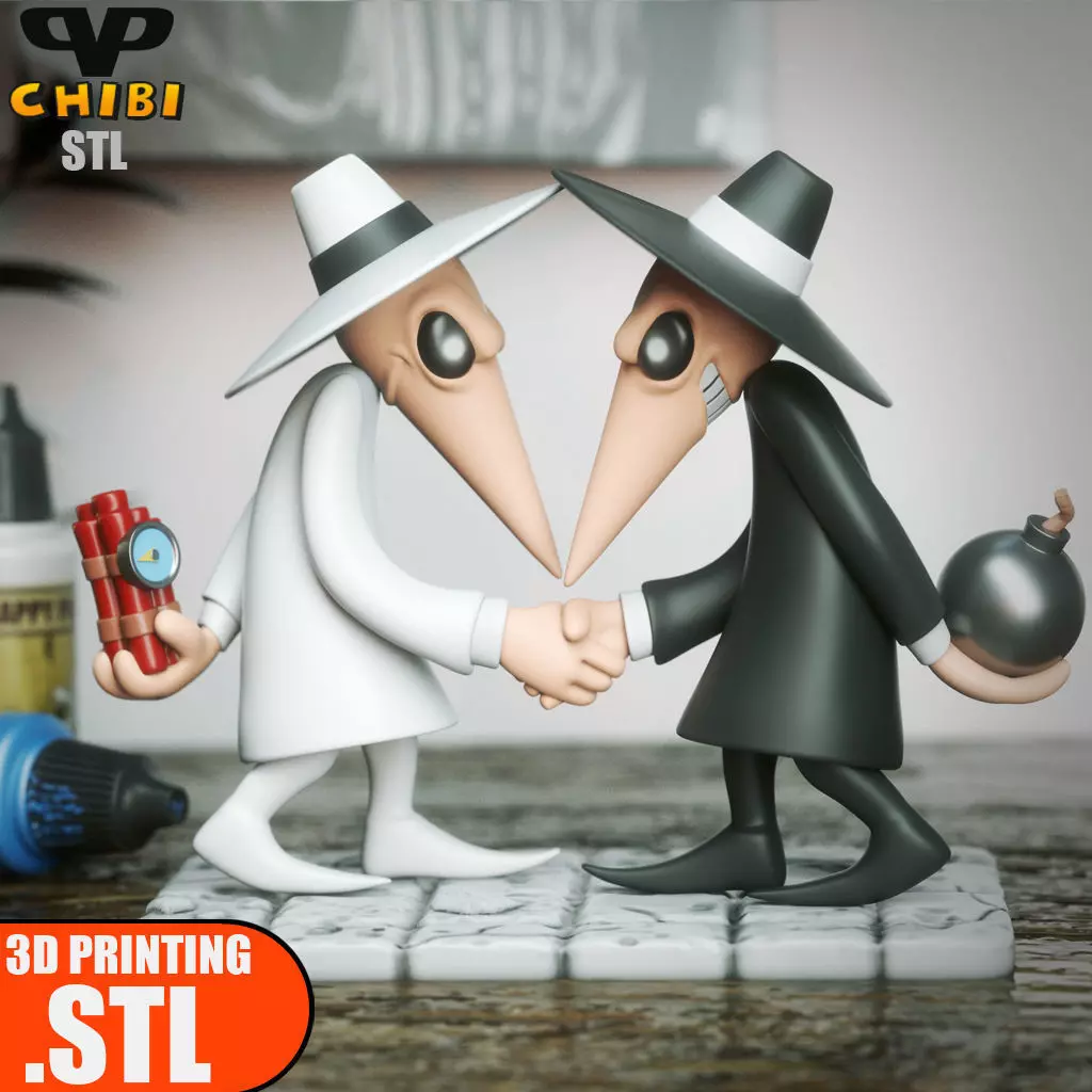 Spy vs Spy Chibi STL for 3D Printing ChibiSTL 3DXM 3D print model_0
