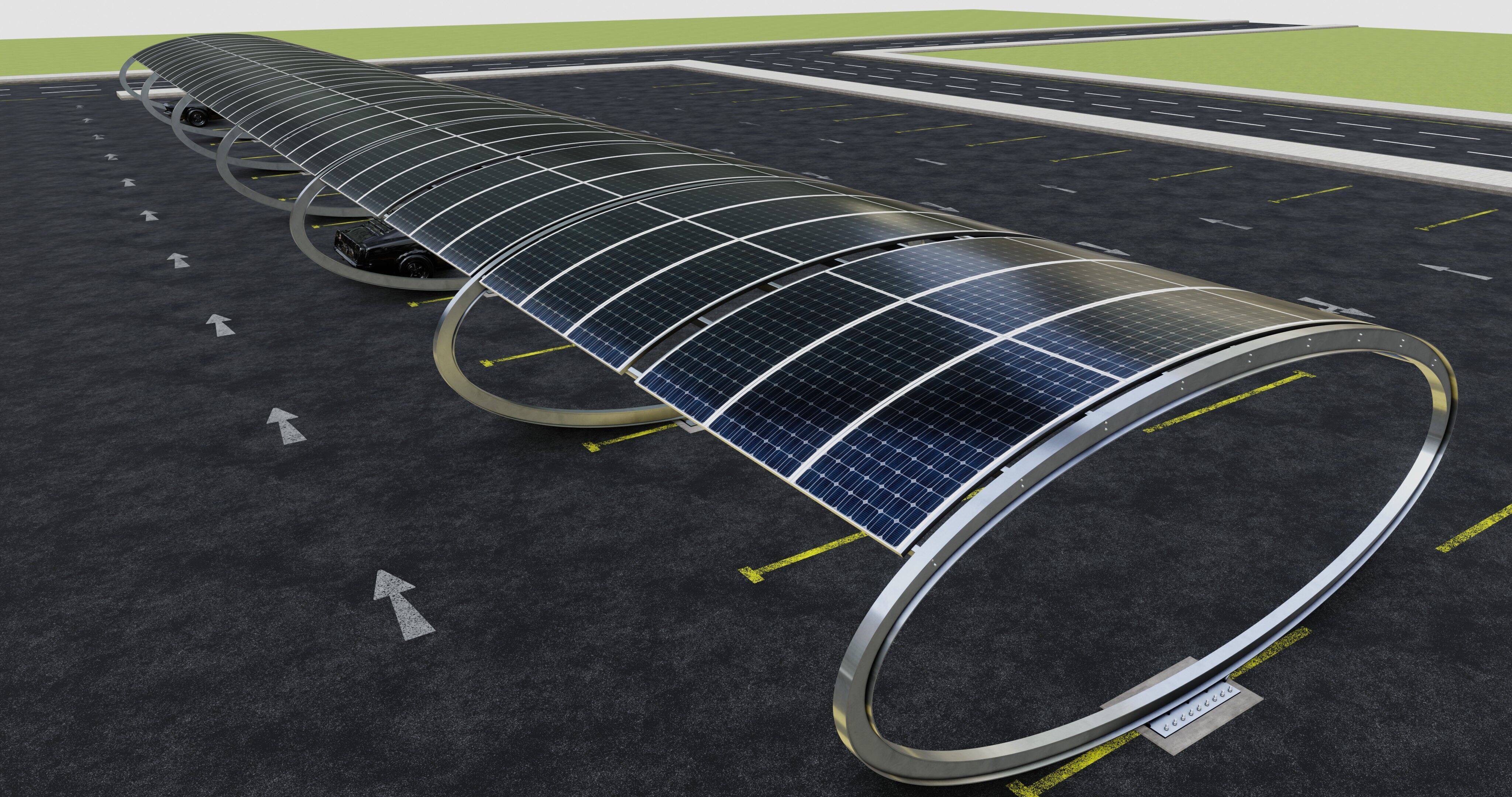 ELLIPSE TYPE SOLAR CARPORT TYPE-1 10 Cars 3D model_5