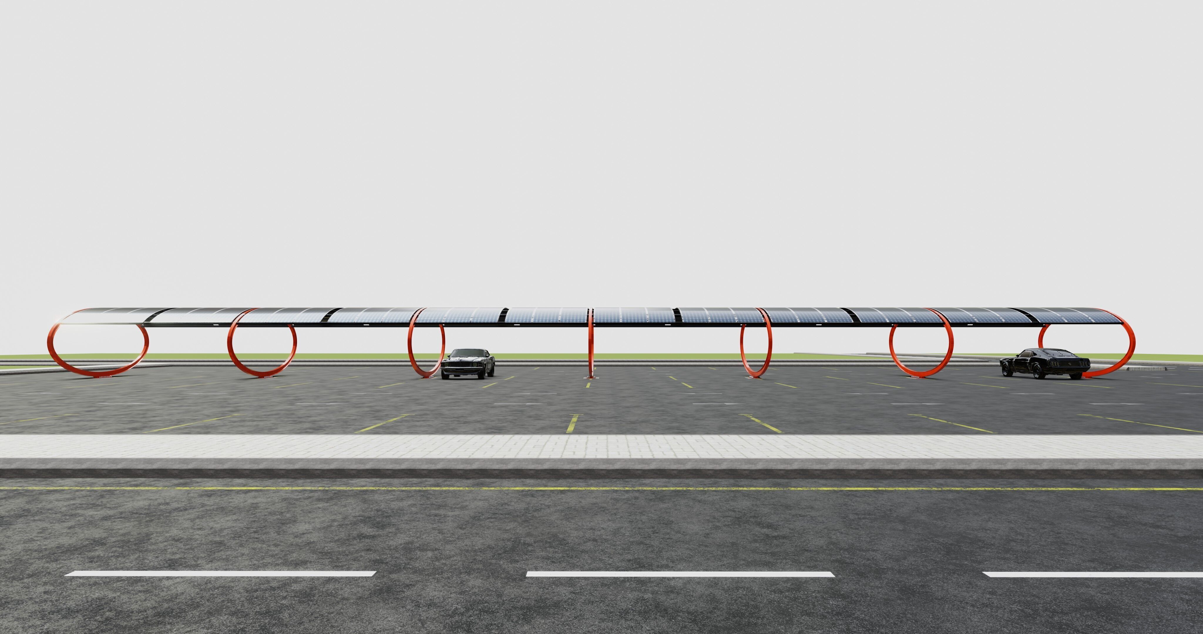 ELLIPSE TYPE SOLAR CARPORT TYPE-1 10 Cars 3D model_13