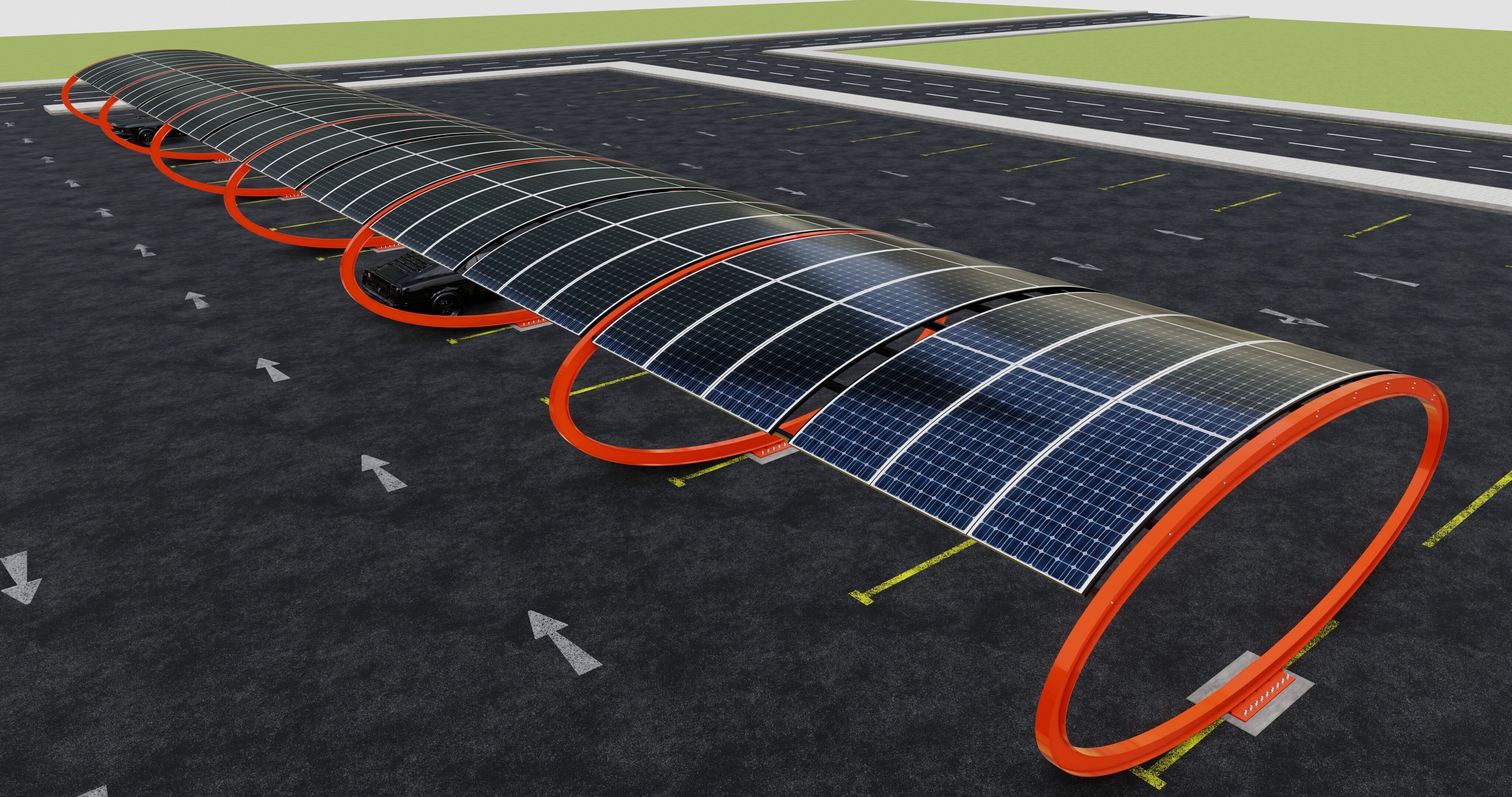 ELLIPSE TYPE SOLAR CARPORT TYPE-1 10 Cars 3D model_17