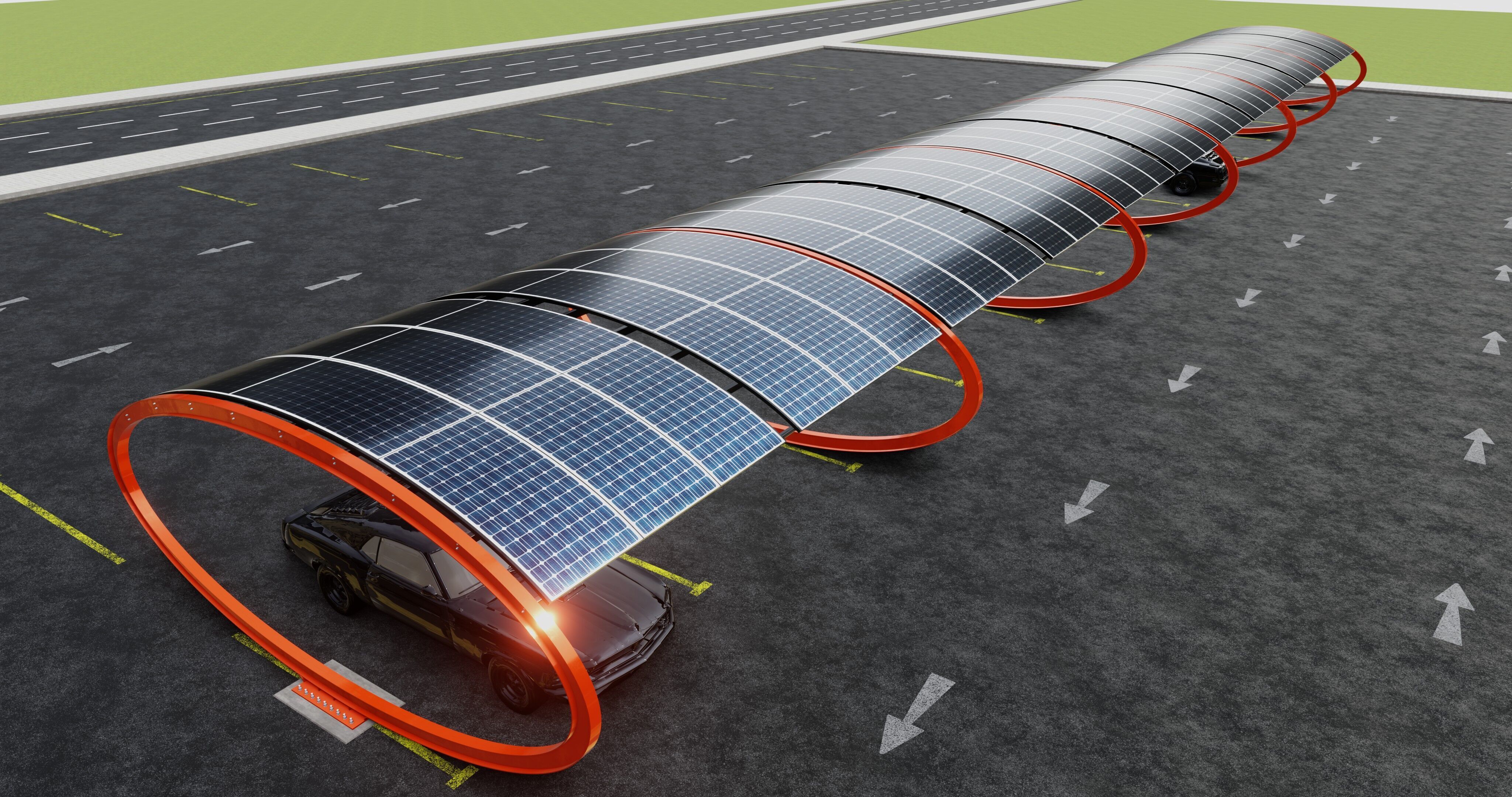 ELLIPSE TYPE SOLAR CARPORT TYPE-1 10 Cars 3D model_16