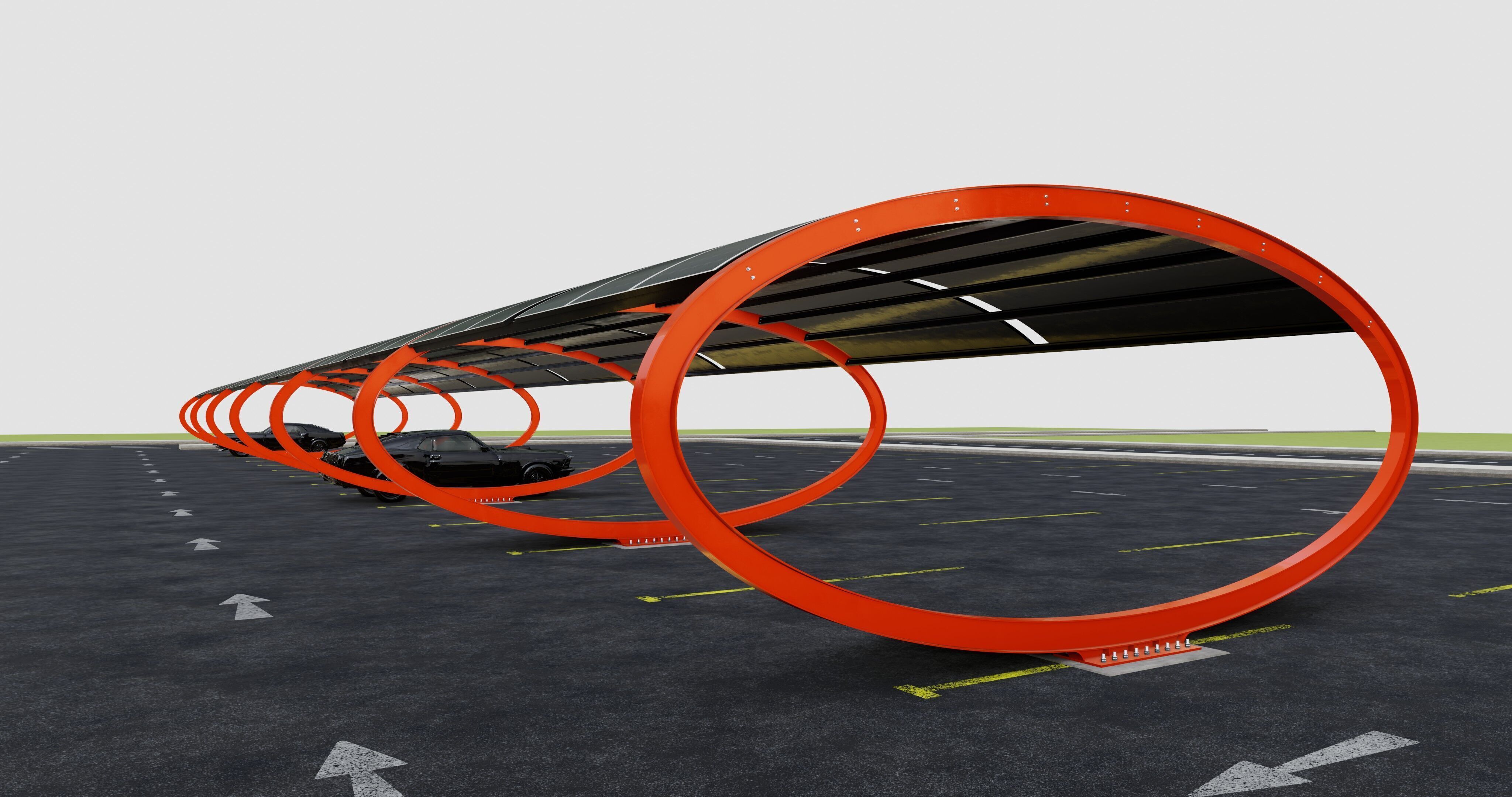 ELLIPSE TYPE SOLAR CARPORT TYPE-1 10 Cars 3D model_6