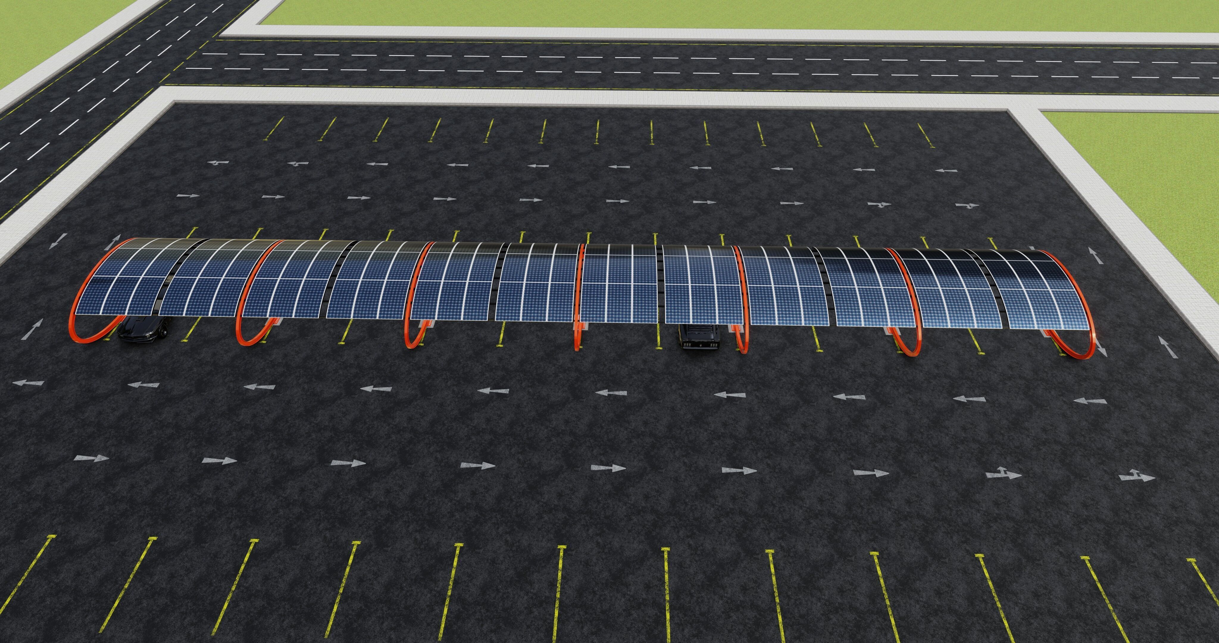 ELLIPSE TYPE SOLAR CARPORT TYPE-1 10 Cars 3D model_18