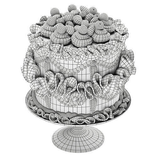Cake model Low-poly 3D model 6