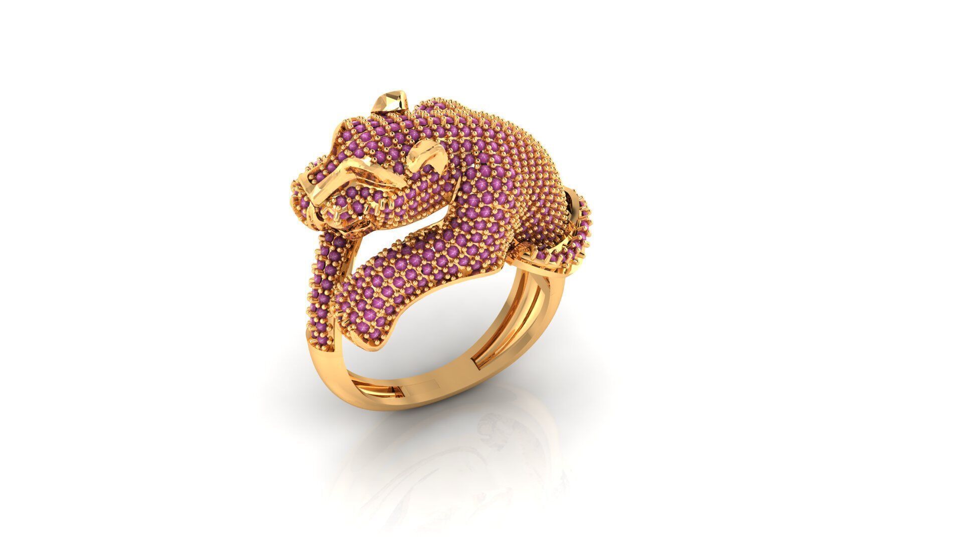 panther ring gold 3D print model_1