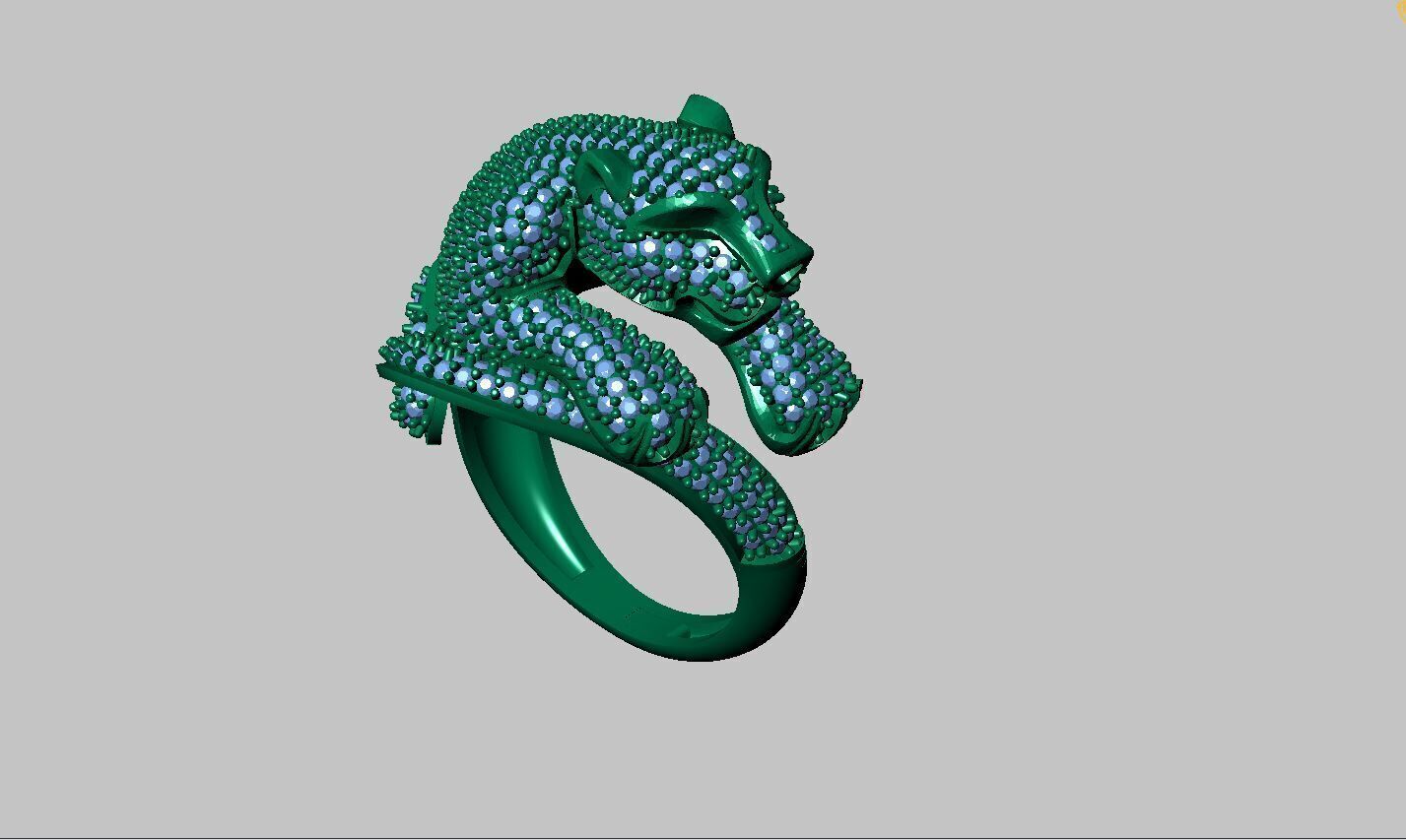 panther ring gold 3D print model_5