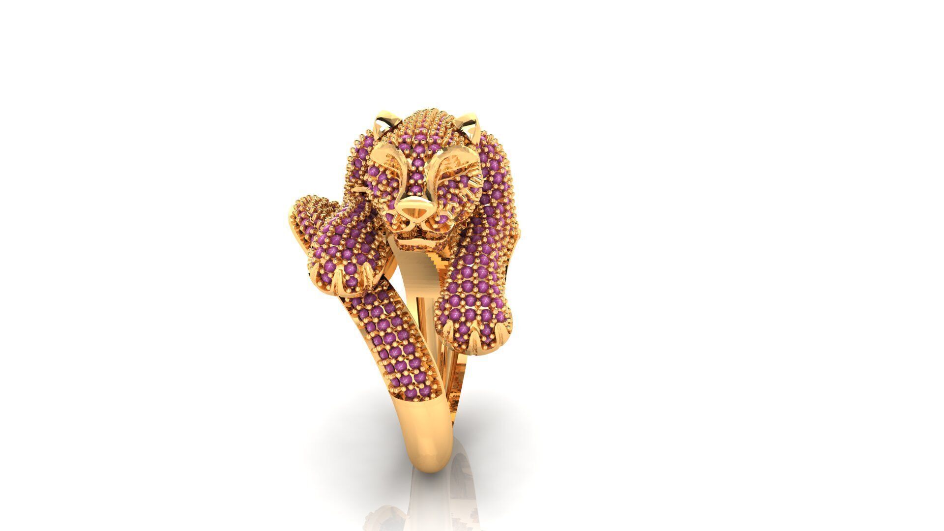 panther ring gold 3D print model_2