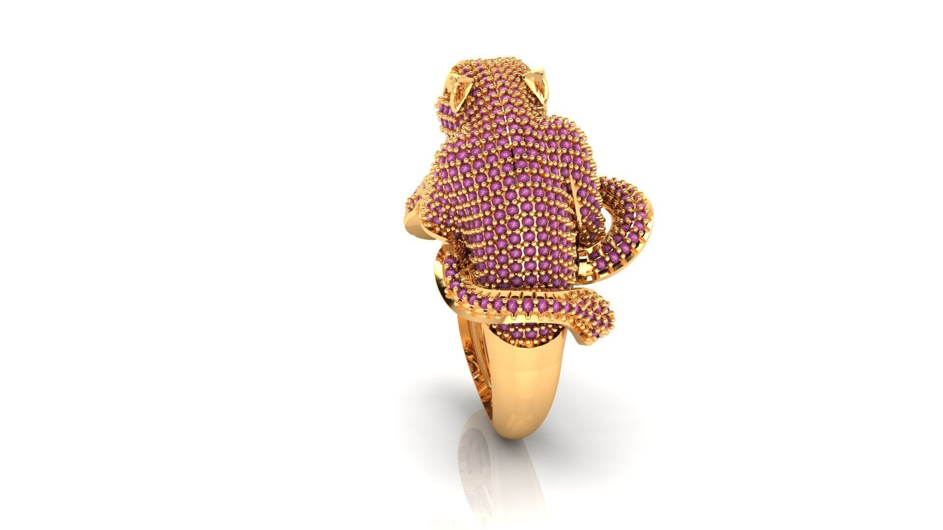 panther ring gold 3D print model_4