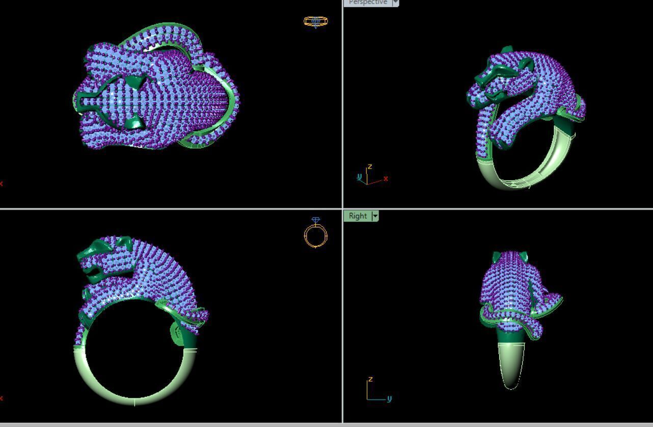 panther ring gold 3D print model_7