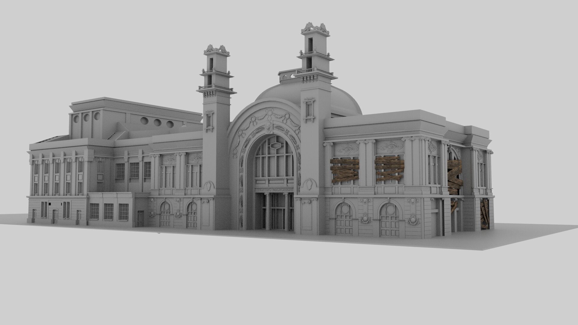 Theater Low-poly 3D model_6