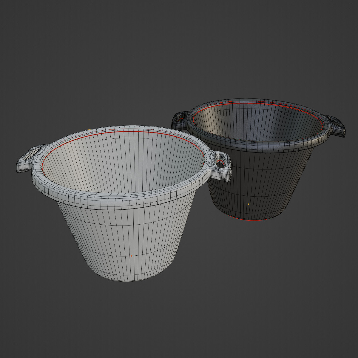 Plastic Basin with Holder 06 Low-poly 3D model_7