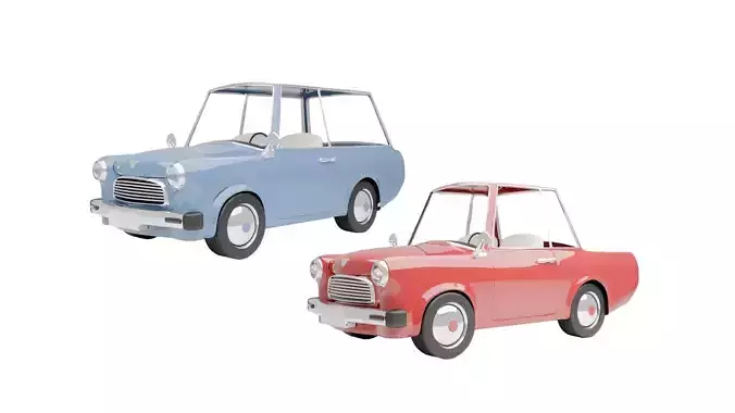 bleu cartoon car  and red cartoon car 