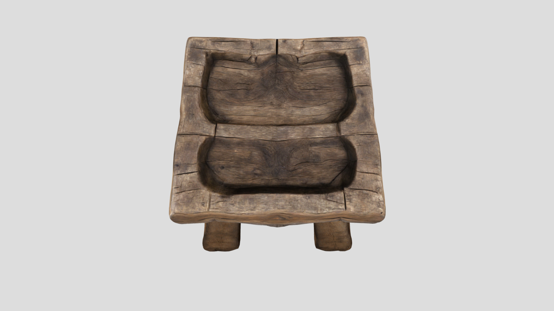 Medieval Rustic wooden Stool Low-poly 3D model_13