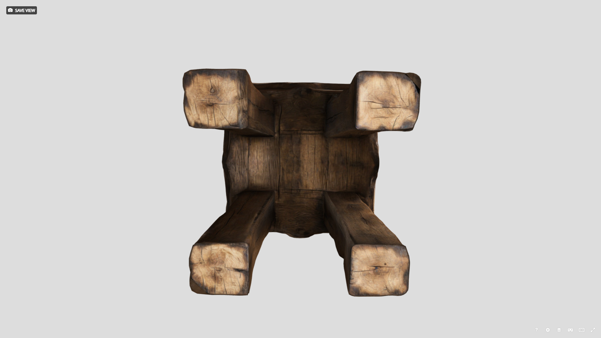 Medieval Rustic wooden Stool Low-poly 3D model_10