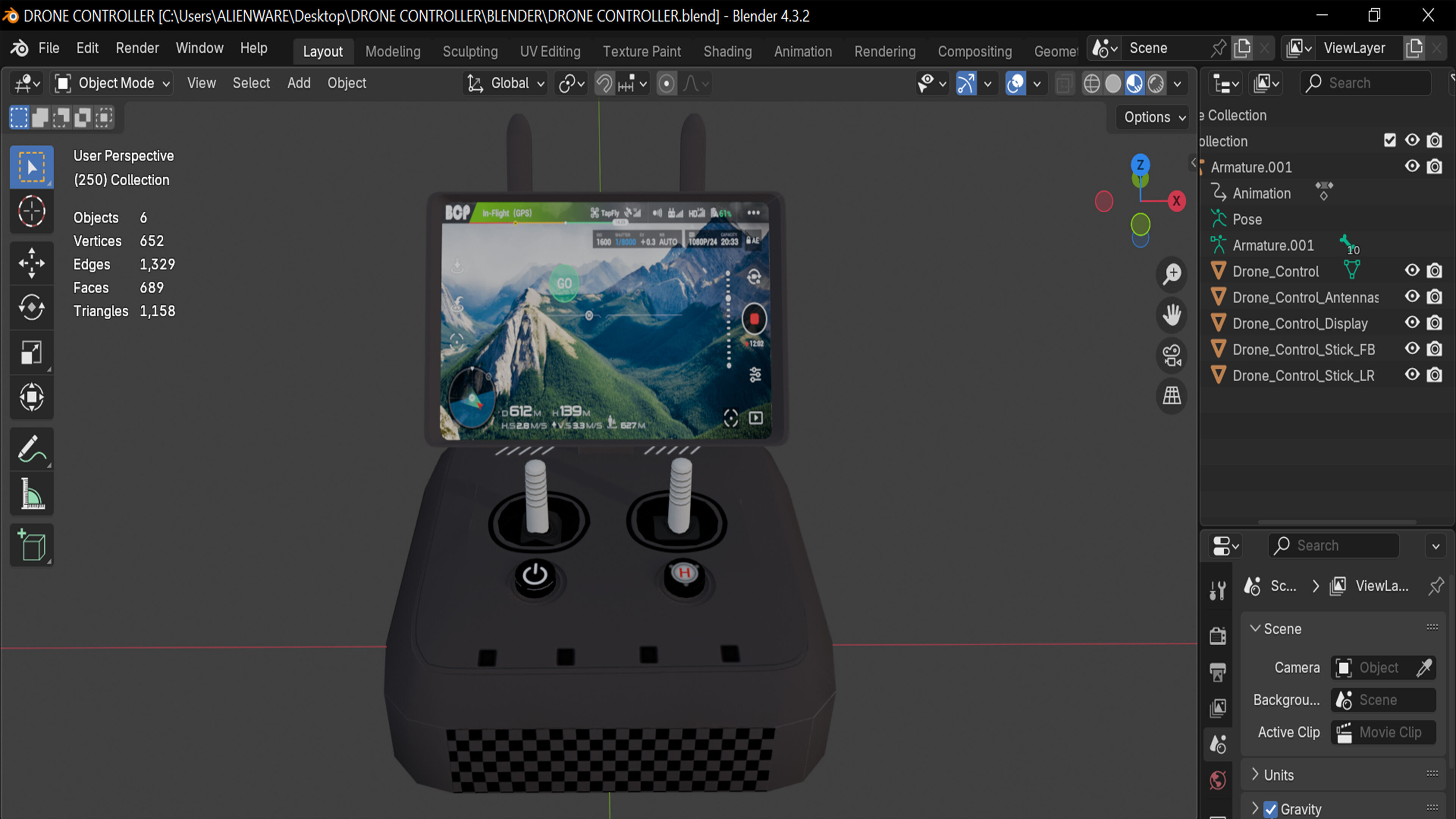 DRONE CONTROLLER Low-poly 3D model_8