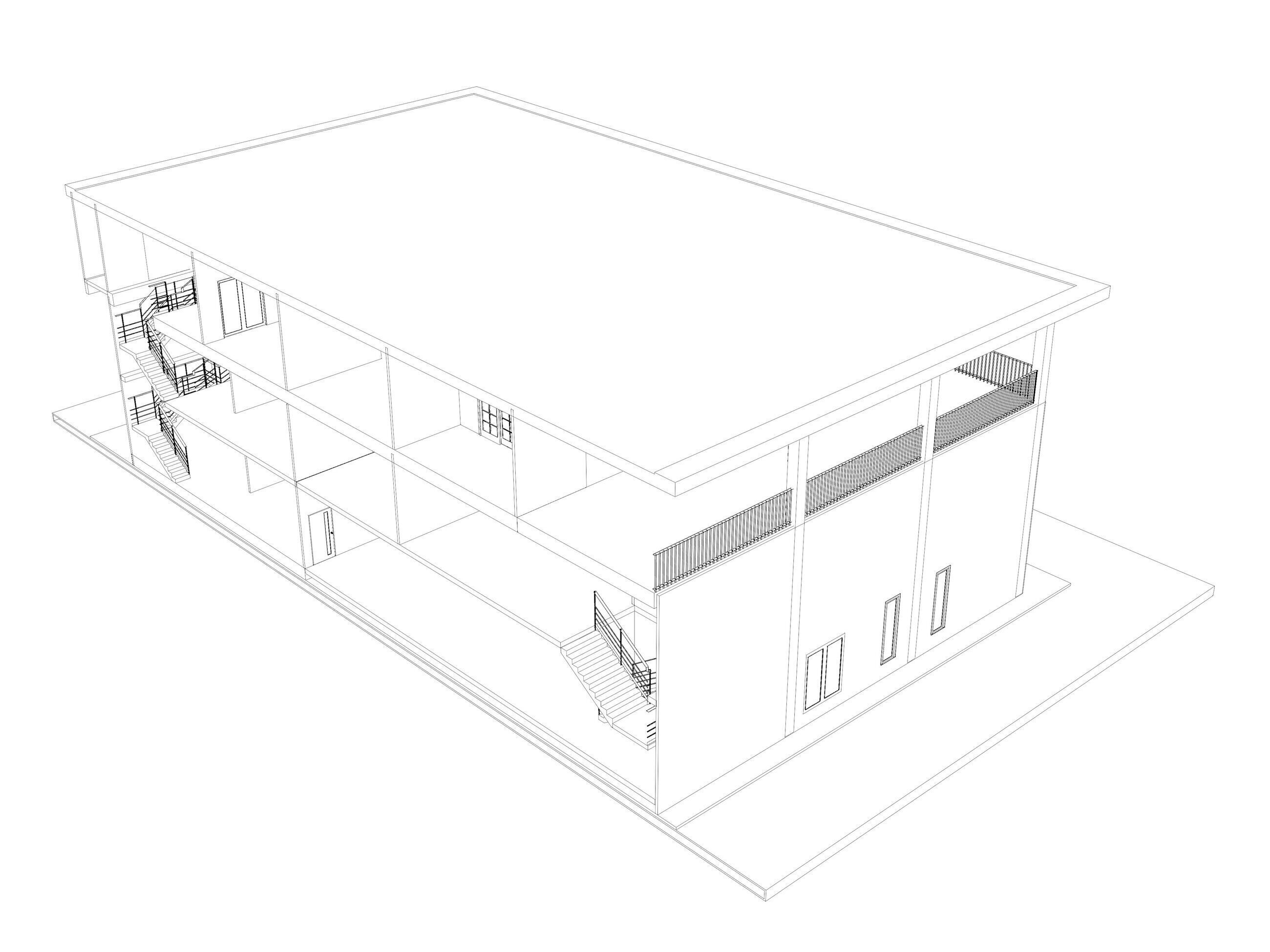 Home office in section cut 25-08 3D model_9