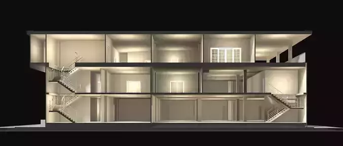 Home office in section cut 25-08 3D model