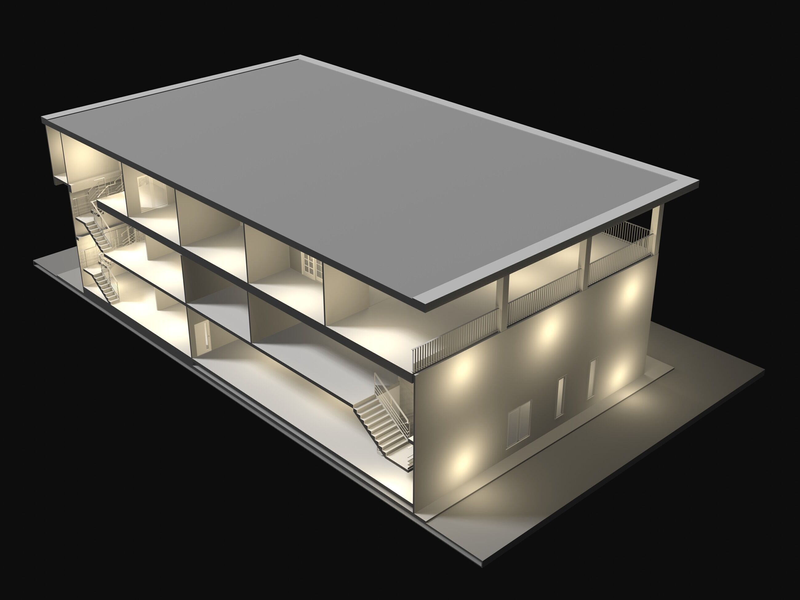 Home office in section cut 25-08 3D model_4