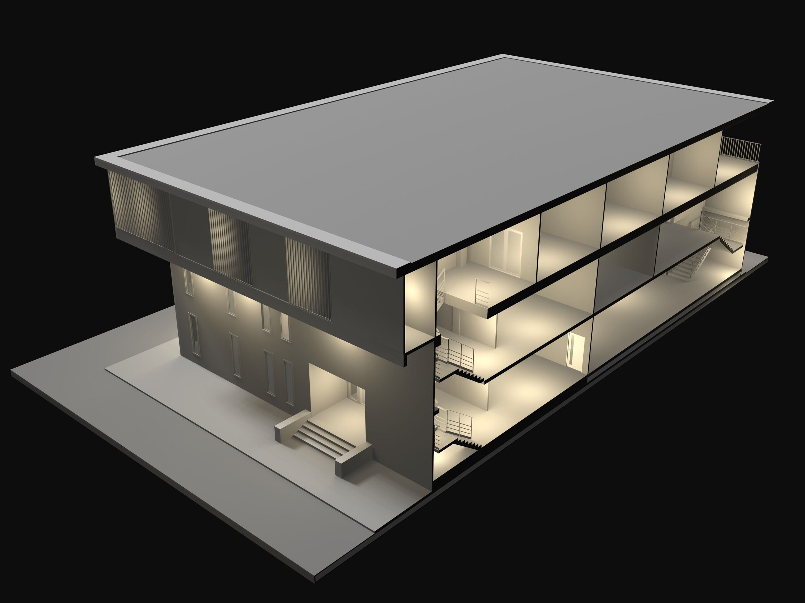 Home office in section cut 25-08 3D model_1