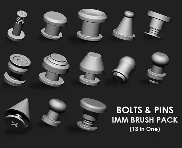 Bolts and Pins IMM Brush Pack 13 in One 3D model