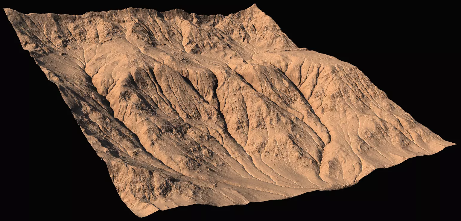 High-polly Desert Mountain Side 3D model_0