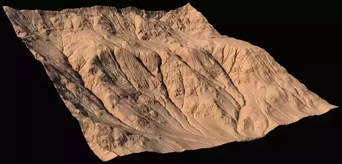 High-polly Desert Mountain Side