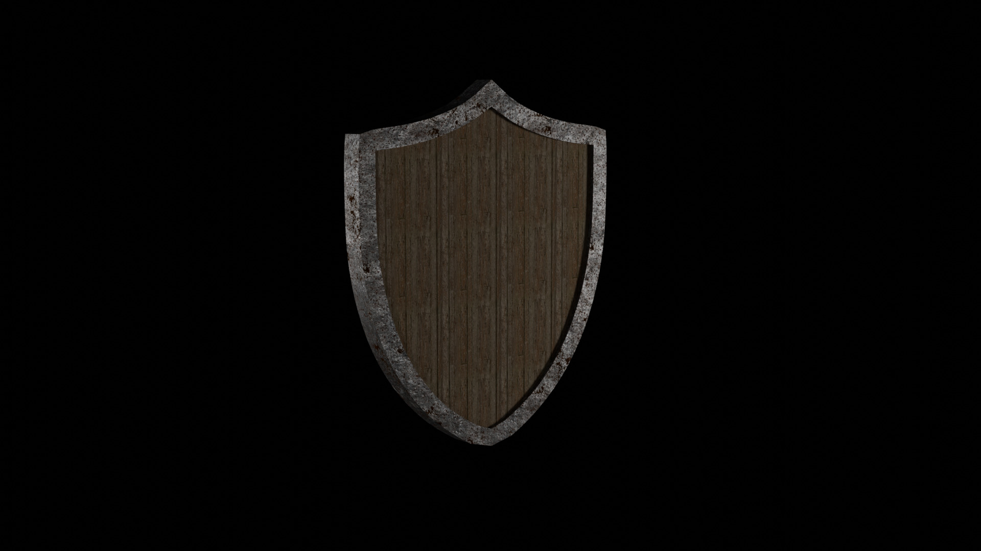 Wooden Shield Low-poly 3D model_4