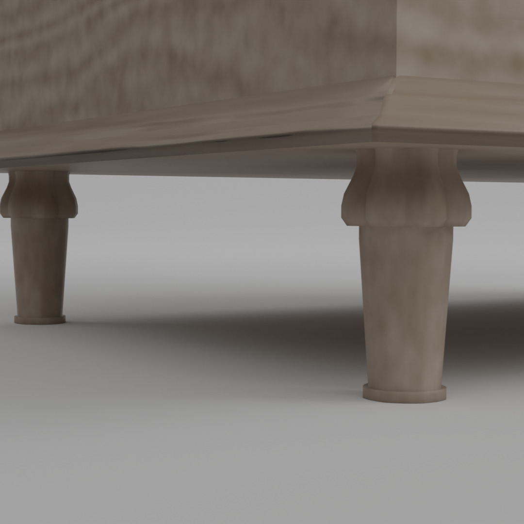 Light Brown 3-Drawer Wood Nightstand Table- Bedside Table 3D model_5