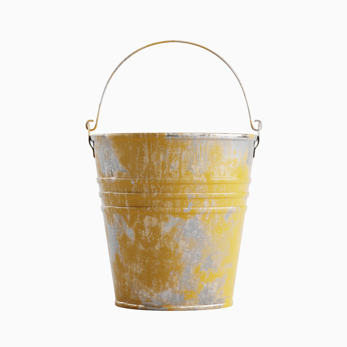 Painted Scrapped Steel Bucket Set  3D model_7