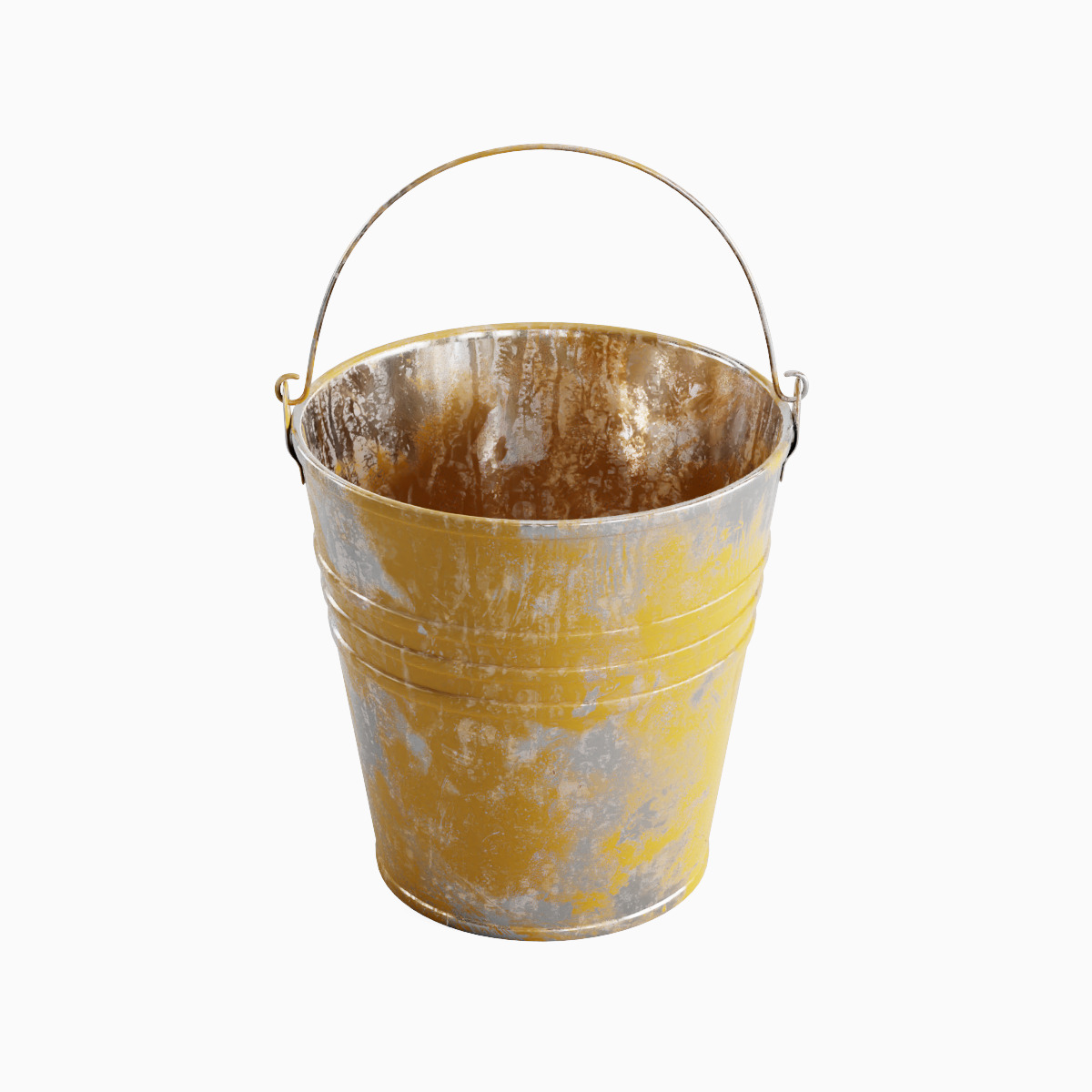 Painted Scrapped Steel Bucket Set  3D model_10