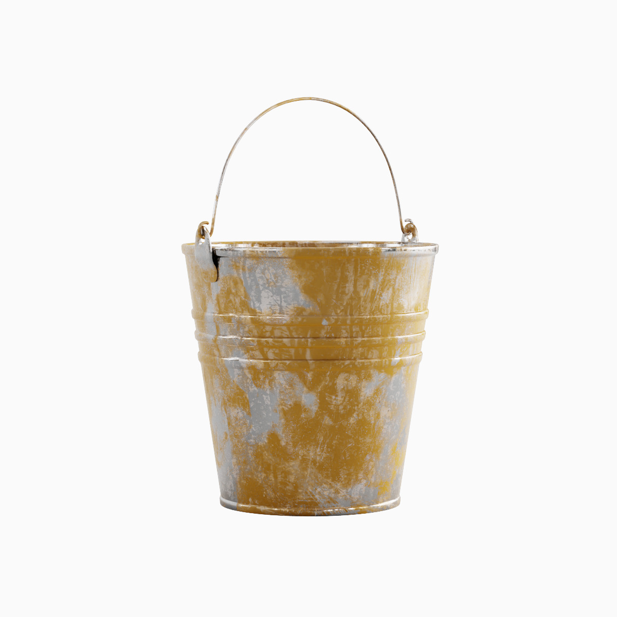 Painted Scrapped Steel Bucket Set  3D model_8