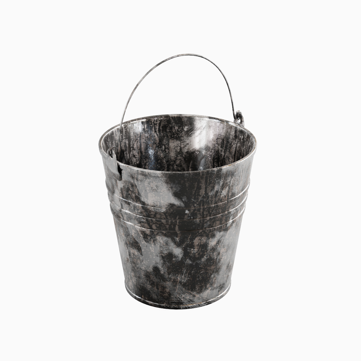 Painted Scrapped Steel Bucket Set  3D model_17